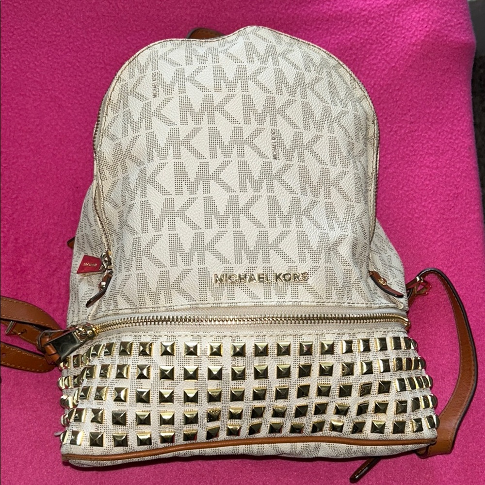 Michael Kors Cream Studded Backpack